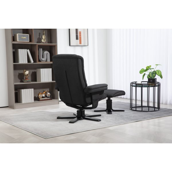 Recliner-nojatuoli Oslo rahilla - Cortina musta + Huonekalujen tahranpoistoaine Recliner-nojatuoli Oslo rahilla - Cortina musta + Huonekalujen tahranpoistoaine