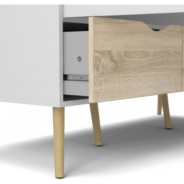 Oslon vaatekaappi 3 ovella - Valkoinen/tammi